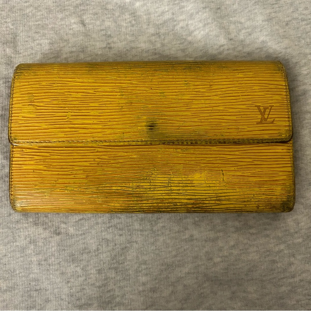 Authentic Louis Vuitton Yellow Epi Leather Long Wallet